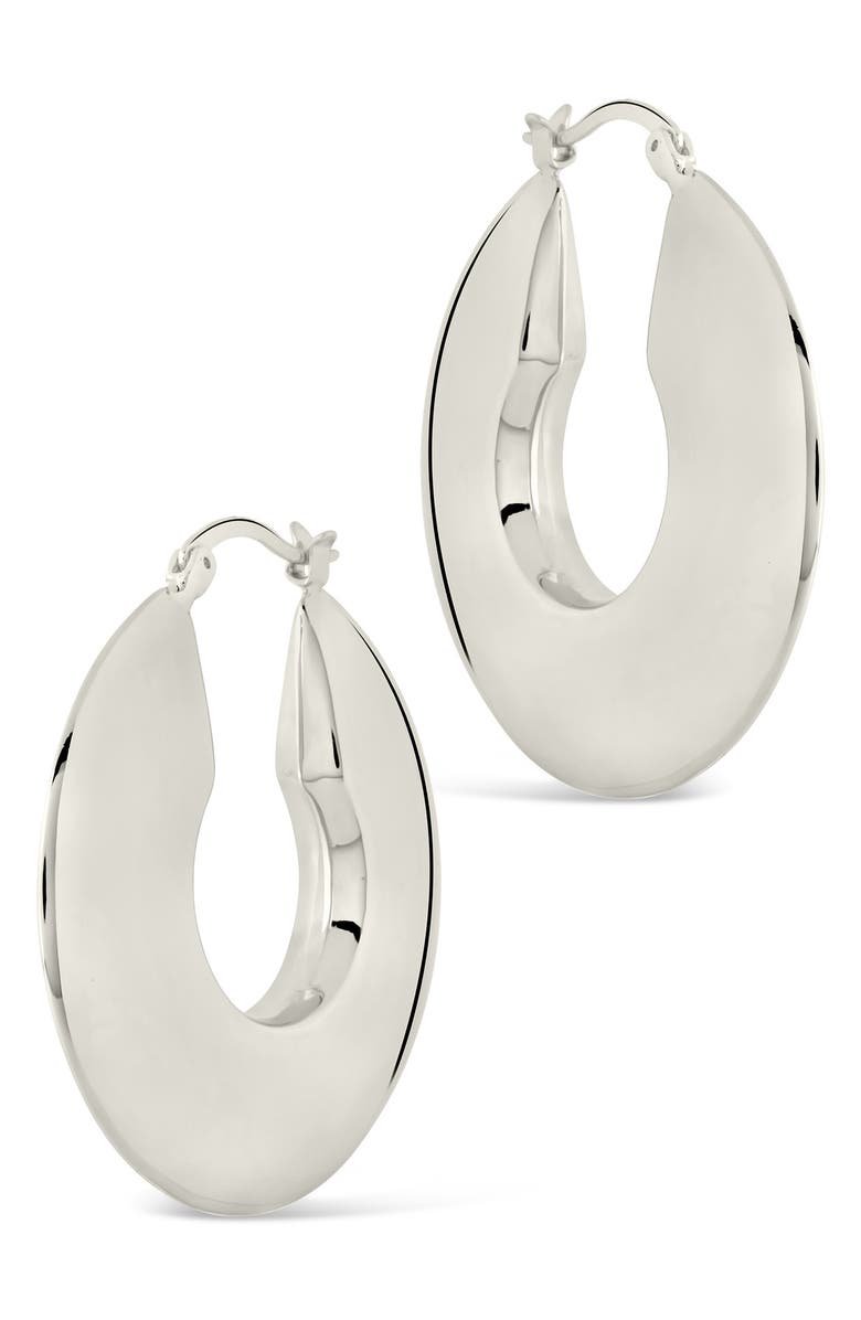 Sterling Forever Paige Flat Tube Hoop Earrings, Alternate, color, Silver