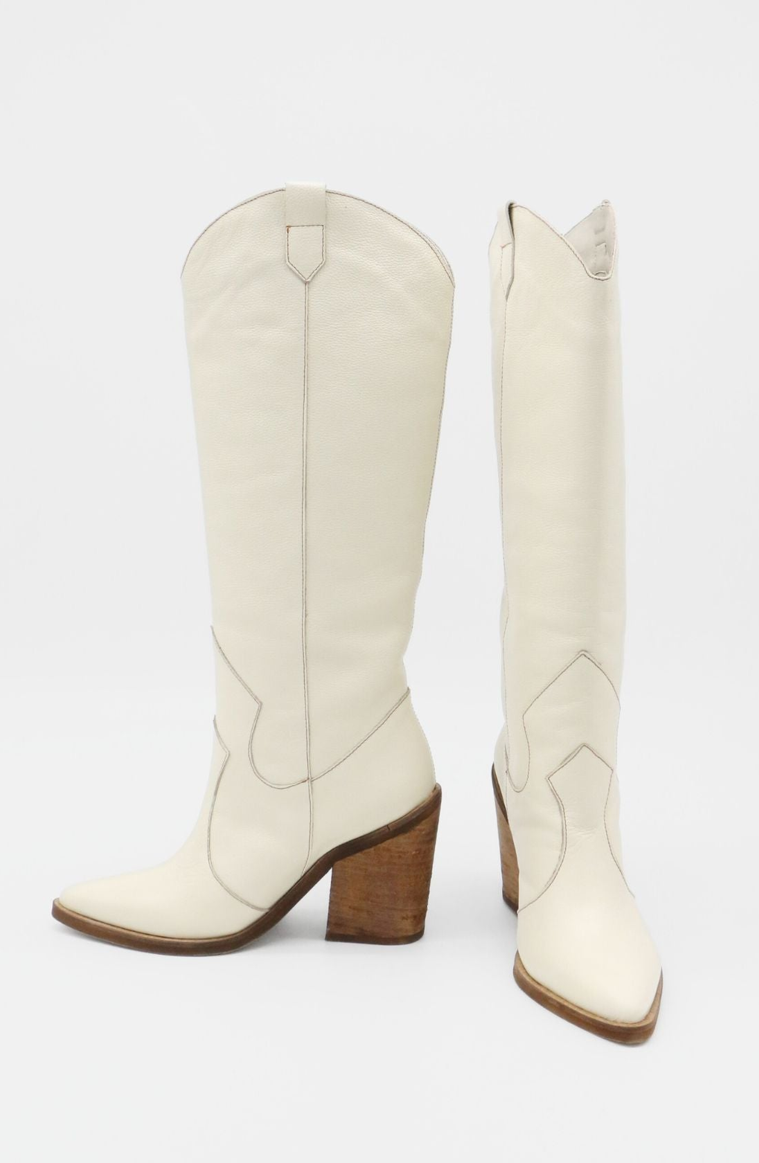 Macao Western Knee-High Boots, Alternate, color, Ivory
