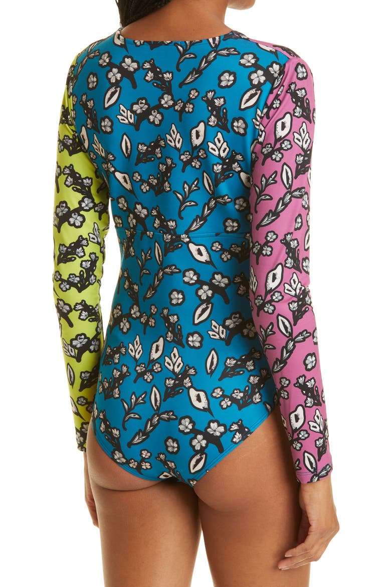Chlo Floral Plunge Neck Bodysuit, Alternate, color, MIXED FLORAL