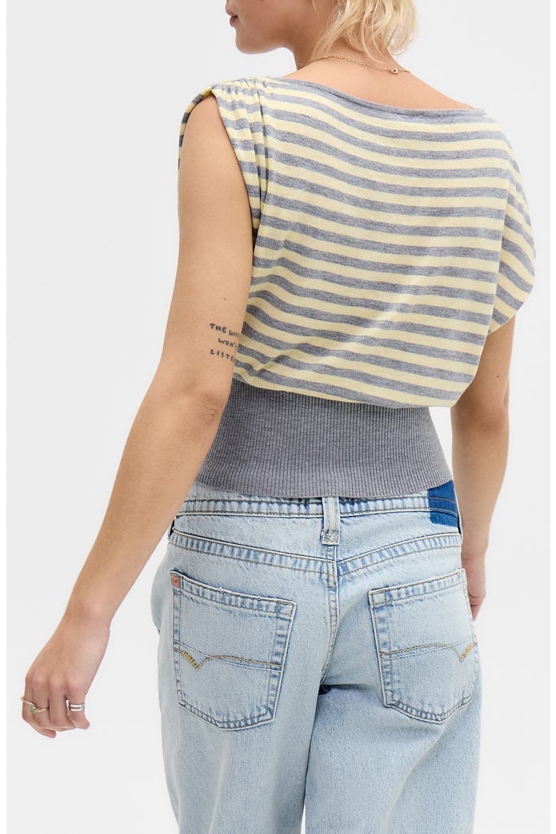 Bailey Stripe Boat Neck Crop Top, Alternate, color, YELLOW