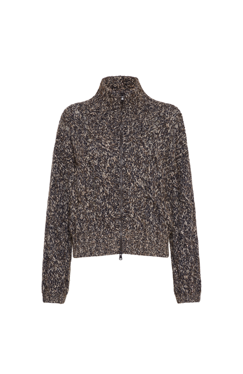 Dazzling chiné cardigan with zipper