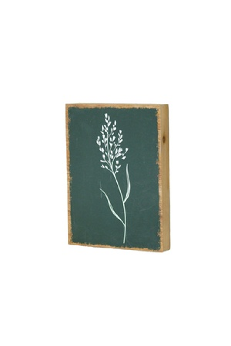 Wood 9.5 Inch Green Floral Pattern Wall Art, Decorative Wooden Wall Décor Accent, Main, color, Green