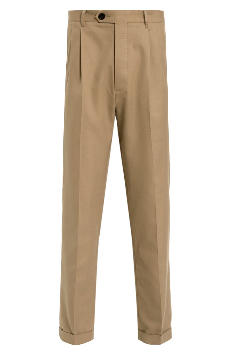 AllSaints Tallis Pleated Cuff Hem Cotton & Wool Blend Pants, Alternate, color, Corn Brown