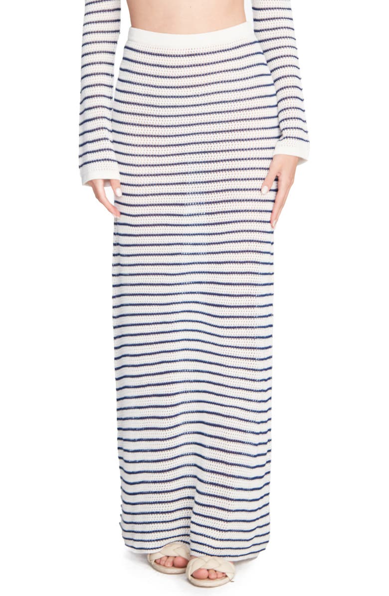 Capittana Olga Stripe Open Stitch Cover-Up Maxi Skirt, Main, color, 