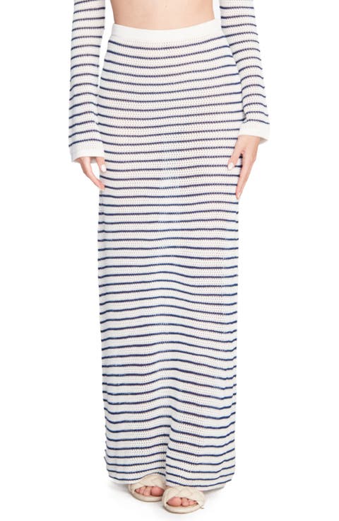 Olga Stripe Open Stitch Cover-Up Maxi Skirt