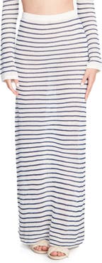 Capittana Olga Stripe Open Stitch Cover-Up Maxi Skirt