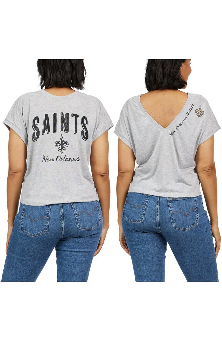 WEAR by Erin Andrews Women's WEAR by Erin Andrews Heather Gray New Orleans Saints Reversible T-Shirt, Alternate, color, 