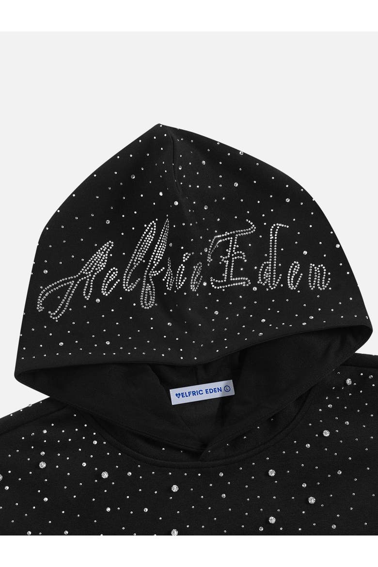 Rhinestone Pullover Hoodie, Alternate, color, Black