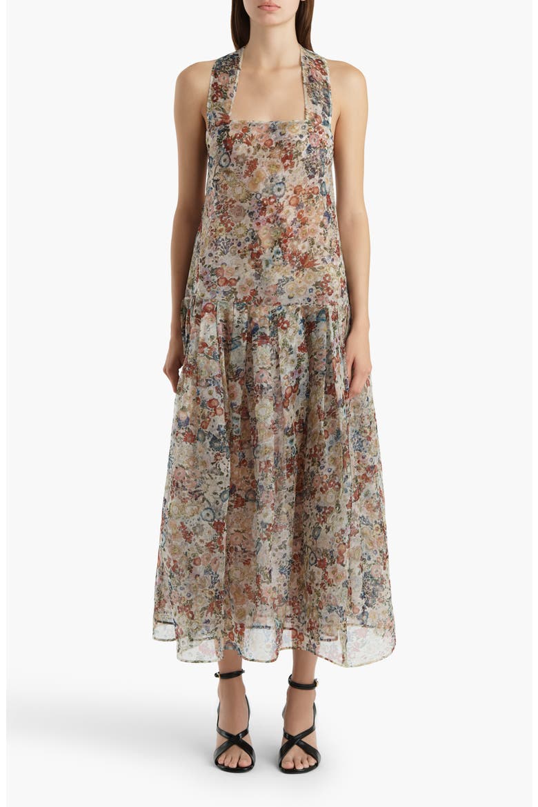 drop waist pinafore dress Amello Floral Drop Waist Silk Organza Pinafore Dress (Women)