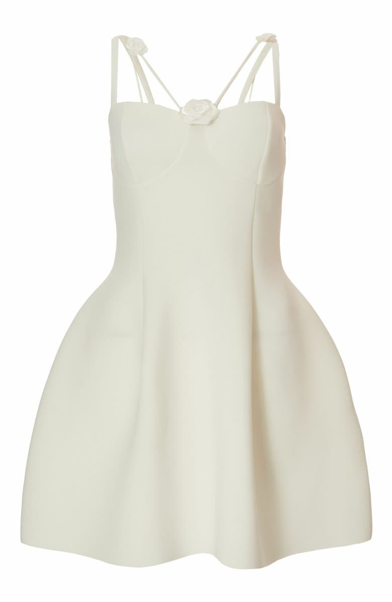 QUIZ Mini Scuba Foam Dress With Trailing Floral Trim, Alternate, color, 