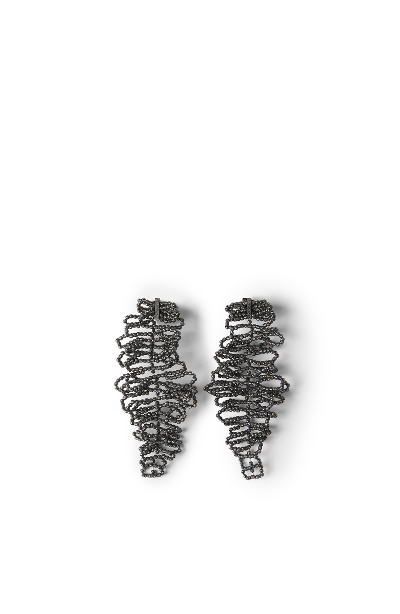 Brunello Cucinelli Sculptured leaf earrings, Main, color, Lignite Grey