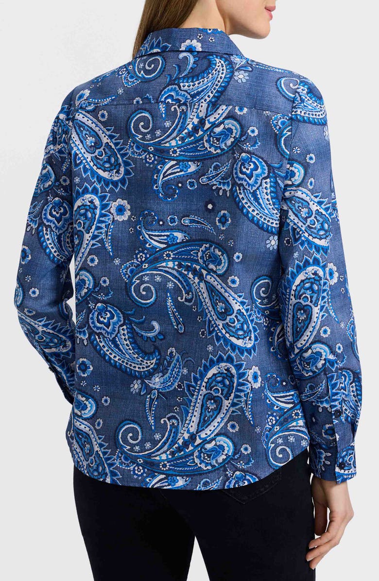 Foxcroft Hampton Paisley Print Cotton Poplin Button-Up Shirt, Alternate, color, Blue/ Multi