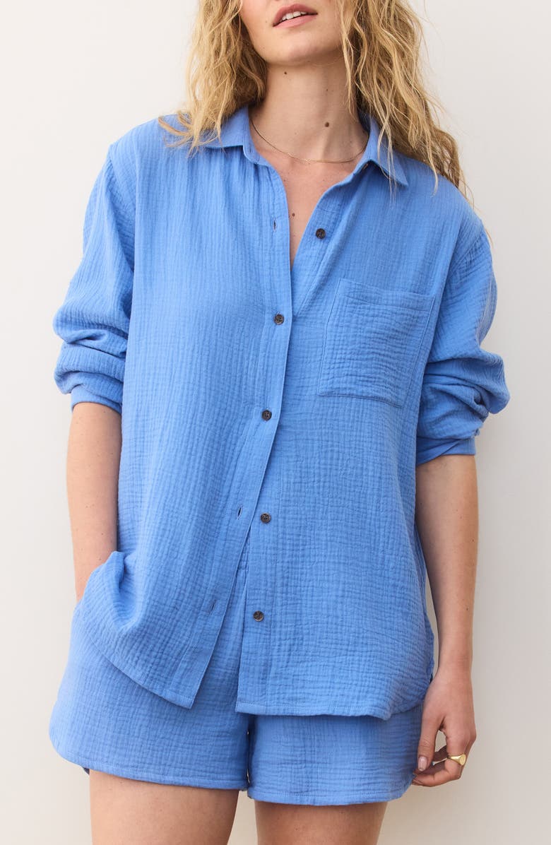 Marine Layer Jane Double Cloth Cotton Gauze Button-Up Shirt, Main, color, 