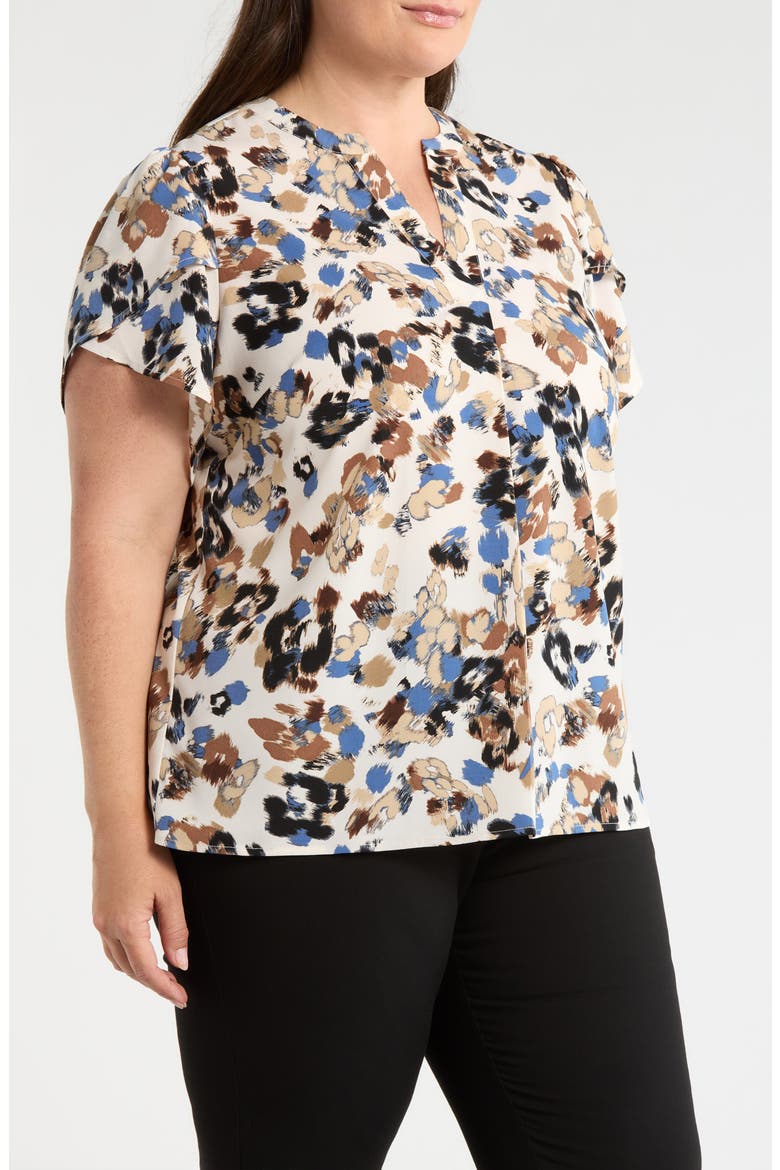 Print Tulip Sleeve Top, Alternate, color, WHITE DOVE MULTI