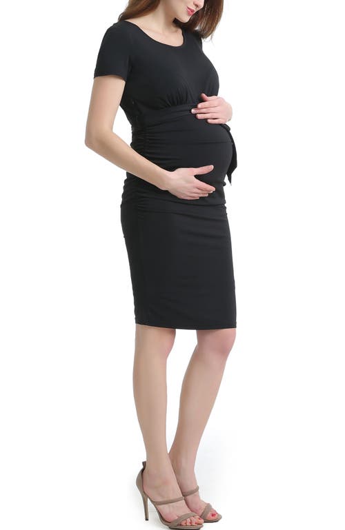 Kimi & Kai Lana Ruched Belted Maternity Dress
