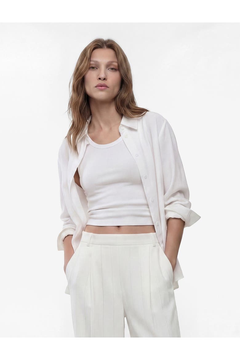 Scoop Neck Ribbed Cotton Tank Top, Main, color, OFF WHITE