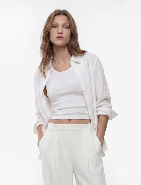 Scoop Neck Ribbed Cotton Tank Top