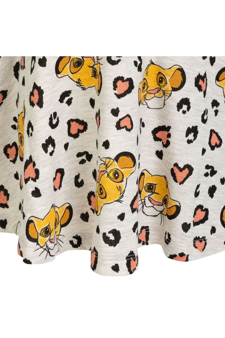 Lion King Simba Short Sleeve Skater Dress, Alternate, color, Simba Oatmeal Heather