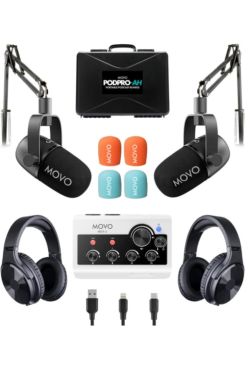 PodPro-AH Portable Podcasting Bundle for 2 for Smartphones and Computers, Main, color, Black