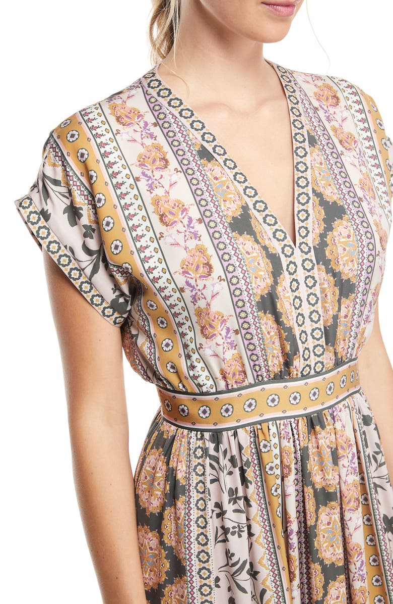 Gal Meets Glam Collection Liza Print Charmeuse Dress, Alternate, color, 