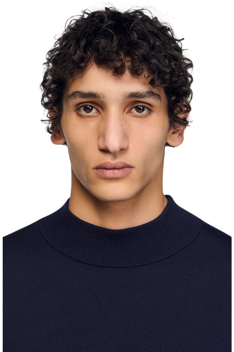 Wool sweater with high neck, Alternate, color, Midnight blue