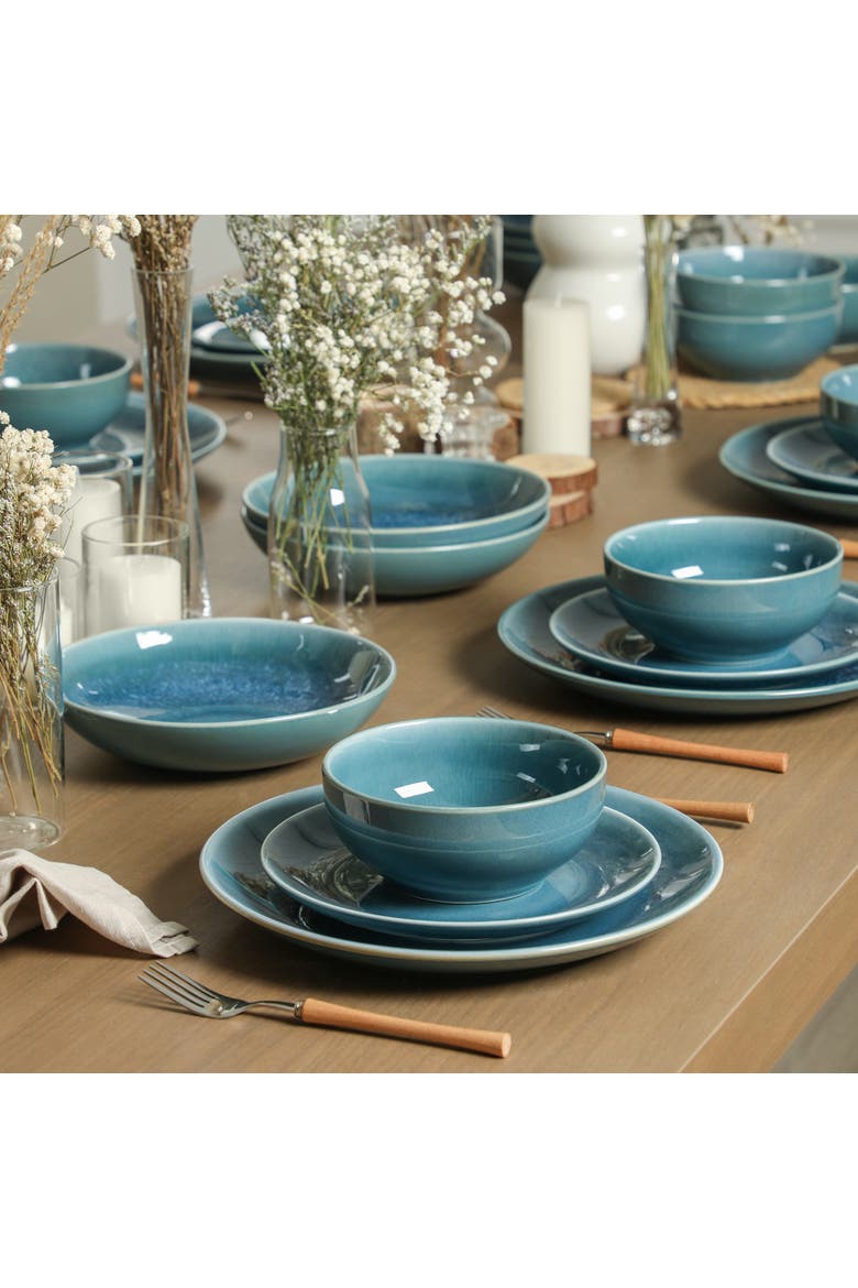 Riley 32-Piece Dinnerware Set Stoneware, Service for 8, Alternate, color, Blue