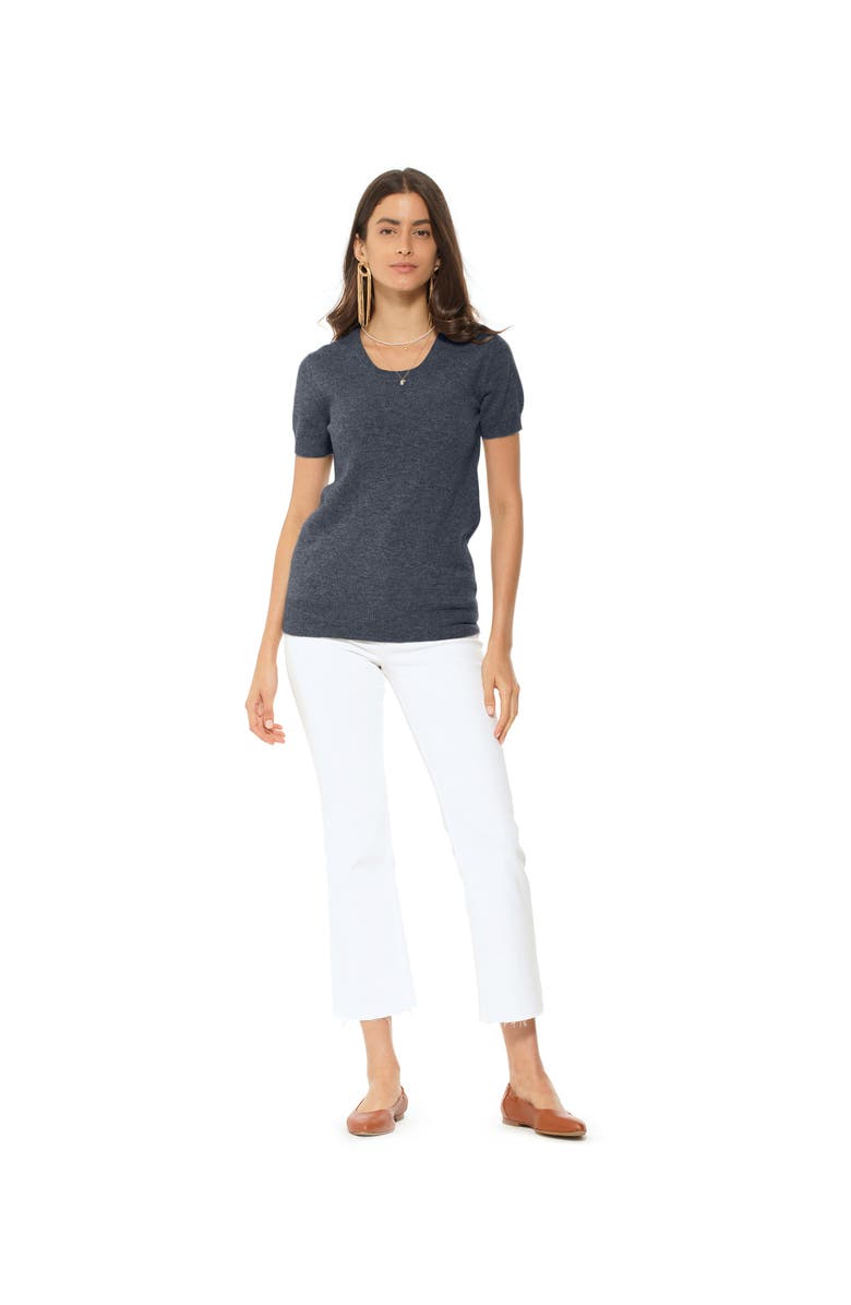 Monticelli Cashmere Pure Cashmere Featherlight Knit Tee, Alternate, color, Charcoal