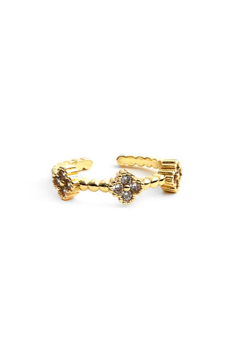 Crystal Clover Adjustable Ring