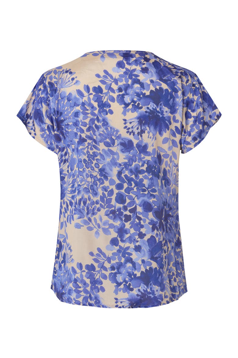 MaLa Round-Neck Short Sleeve Blouse, Alternate, color, Medieval Blue