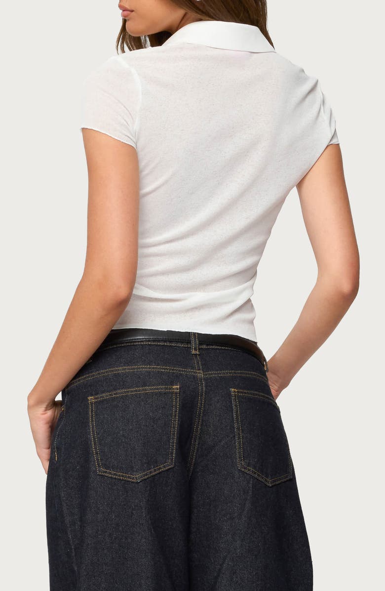 EDIKTED Geena Semisheer Button-Up Shirt, Alternate, color, White