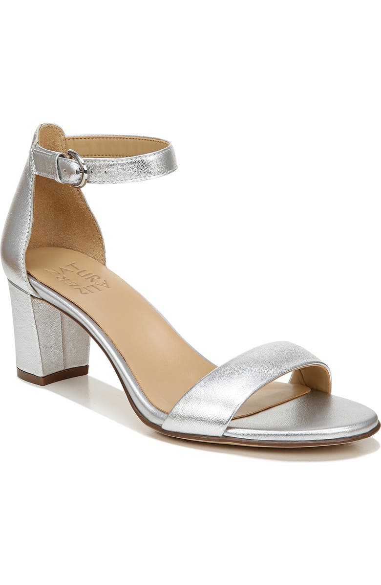 Naturalizer True Colors Vera Ankle Strap Sandal, Main, color, Silver Leather