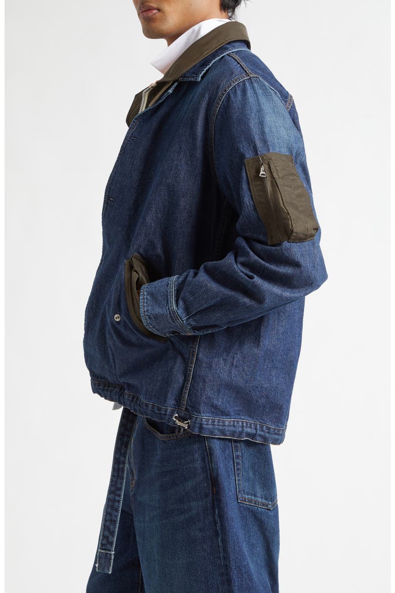 Mixed Media Blouson Jacket, Alternate, color, BLUE