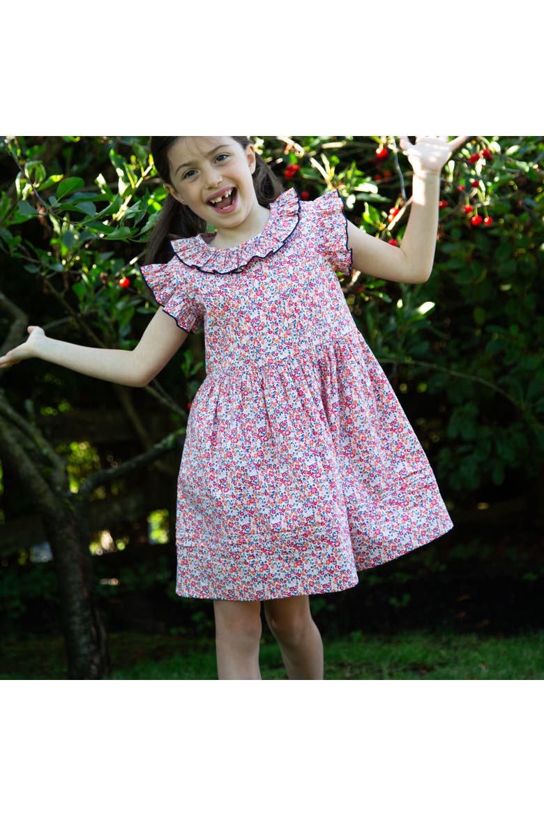 Girls Ana Dress with Ruffles, Alternate, color, Red and Blue