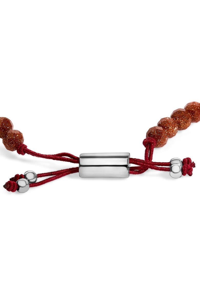 Haus of Brilliance Sterling Silver Sand Bead Station Bracelet Bolo, Alternate, color, Silver