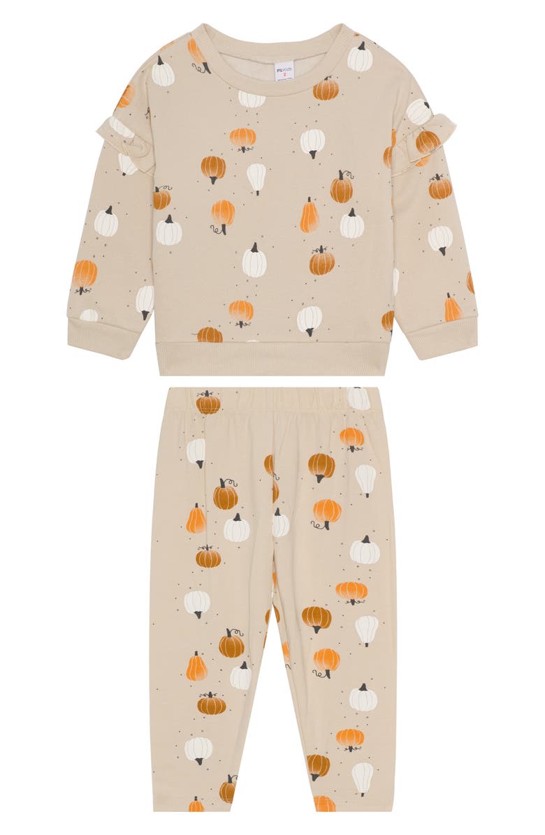 Petit Lem Kids' Print Sweatshirt & Sweatpants Set, Main, color, Pumpkin