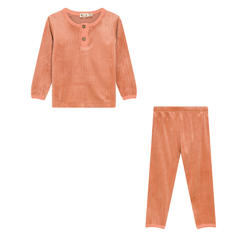 Ribbed Velour 2 Piece Long Sleeve and Pants Set