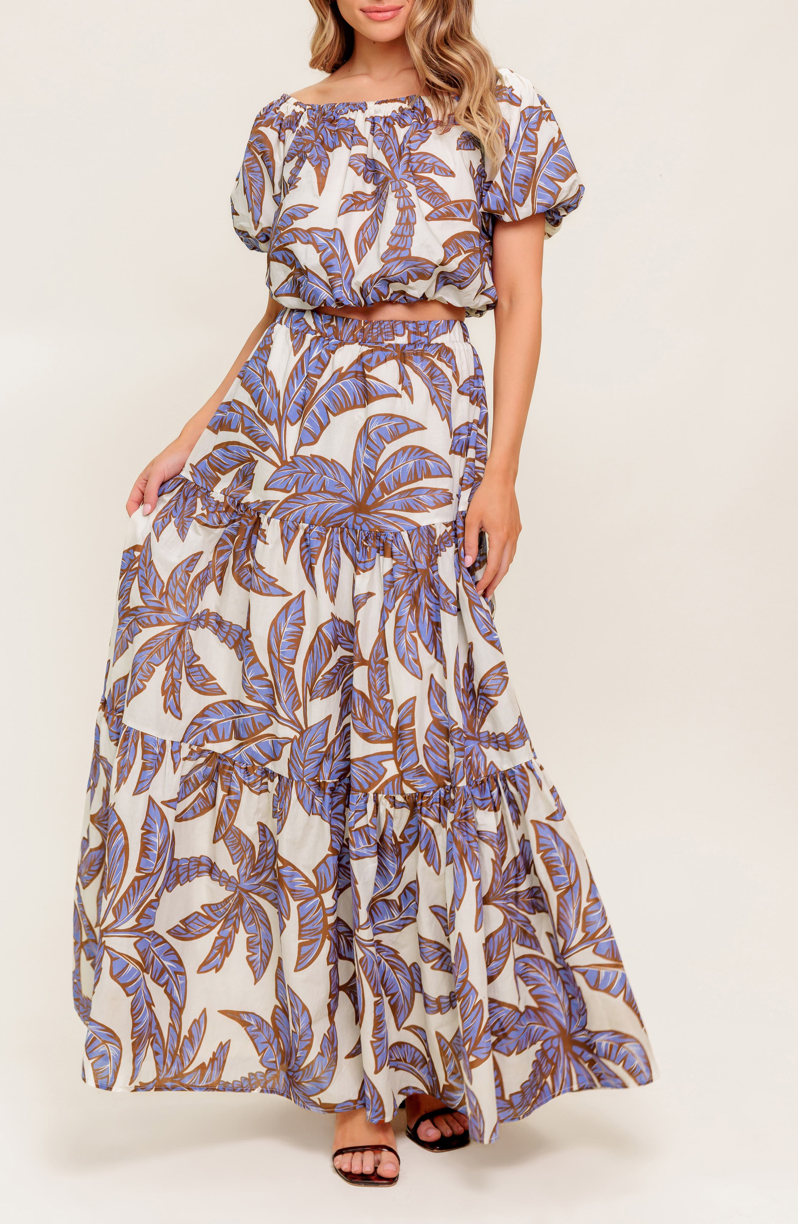 FLYING TOMATO Puff Sleeve Woven Top