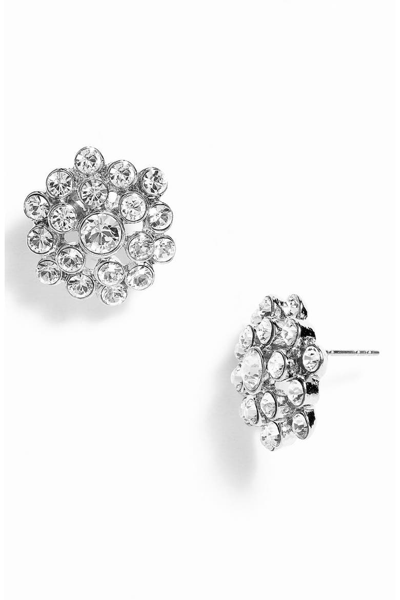 'Marseill' Round Cluster Stud Earrings, Main, color, SILVER/ CLEAR CRYSTAL
