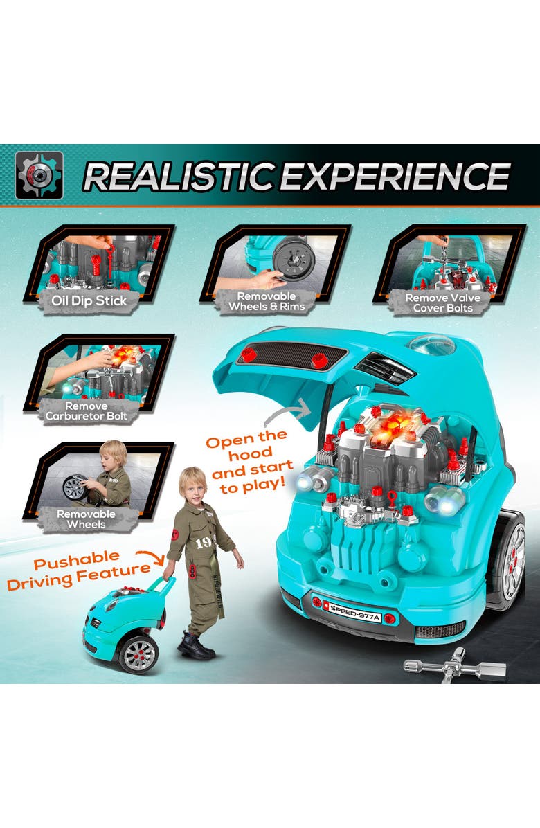Qaba Mechanic Kids Truck Engine Toy Set, Alternate, color, Teal