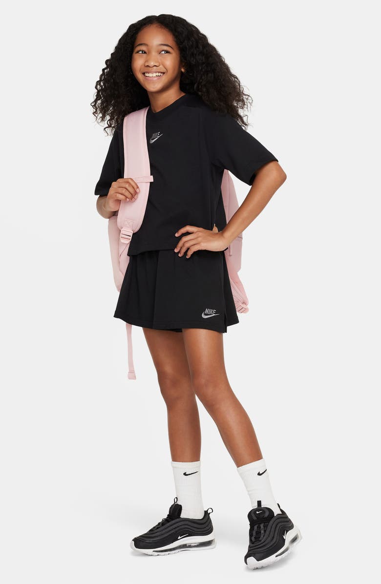 Nike Kids' Cotton Jersey Shorts, Alternate, color, Black/ Flat Pewter