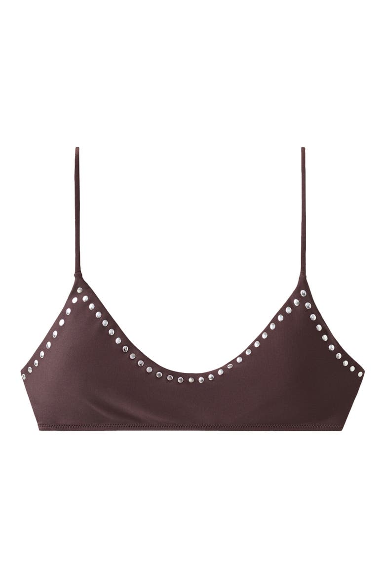 Stud Triangle Swim Top, Main, color, BROWN