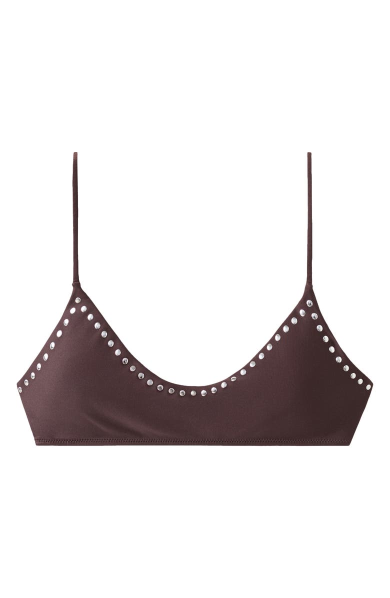 MANGO Stud Triangle Swim Top, Main, color, Brown