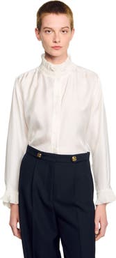 SANDRO Silk shirt with gathered collar