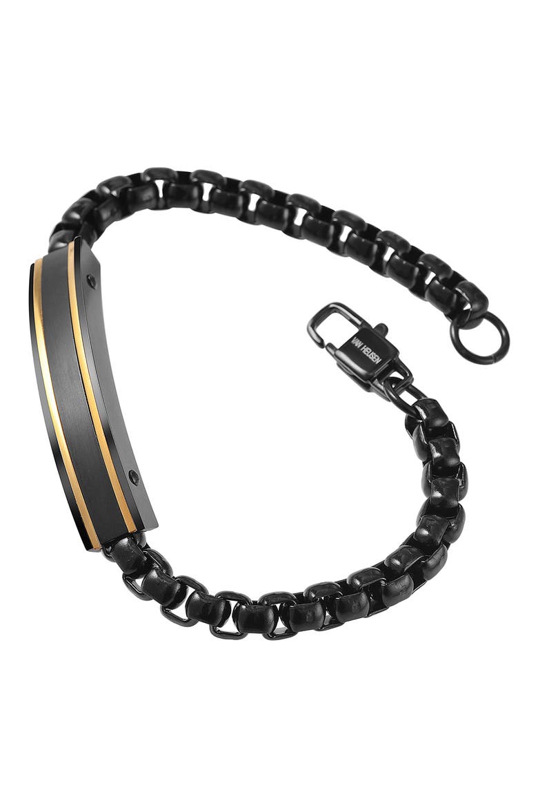 Men's ID Tag Box Chain Bracelet, Alternate, color, BLACK