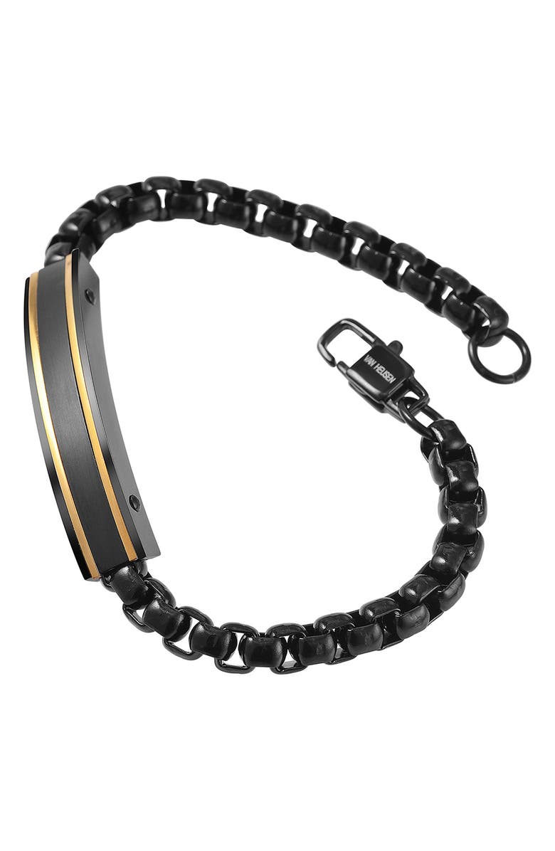 VAN HEUSEN Men's ID Tag Box Chain Bracelet, Alternate, color, Black