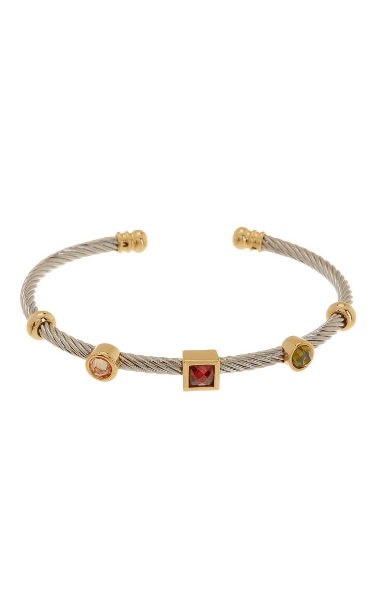 MESHMERISE Twisted Cable Peridot Citrine Cuff Bracelet, Main, color, 