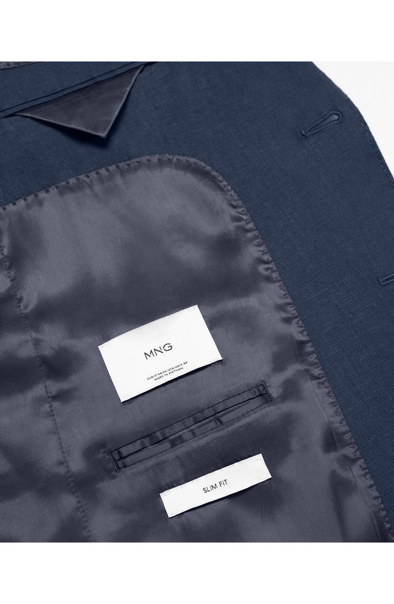MANGO Slim Fit Linen Sport Coat, Alternate, color, Dark Navy