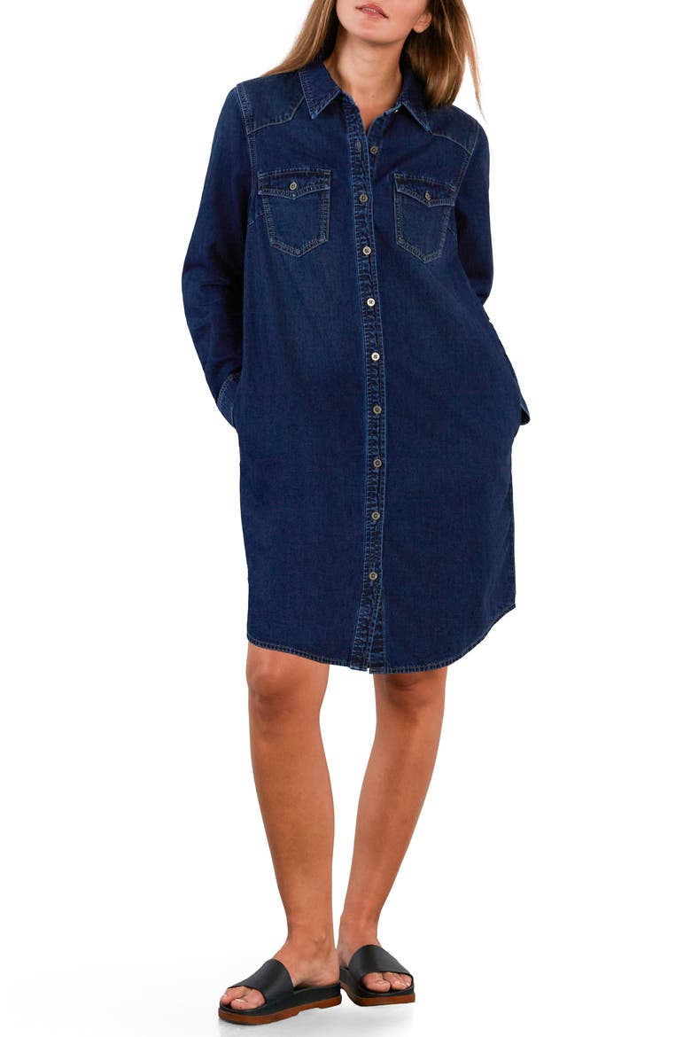 Amanda Long Sleeve Denim Shirtdress, Main, color, NAPA BLUE