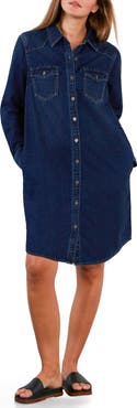 Wash Lab Denim Amanda Long Sleeve Denim Shirtdress