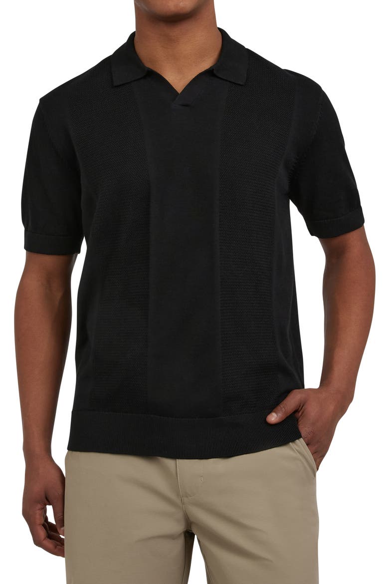 Social Cotton Polo Sweater, Main, color, BLACK